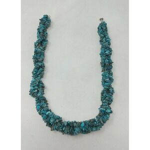 Turquoise Necklace Natural Chip Stone Southwestern Native Chunky 18" VTG Jewlery
